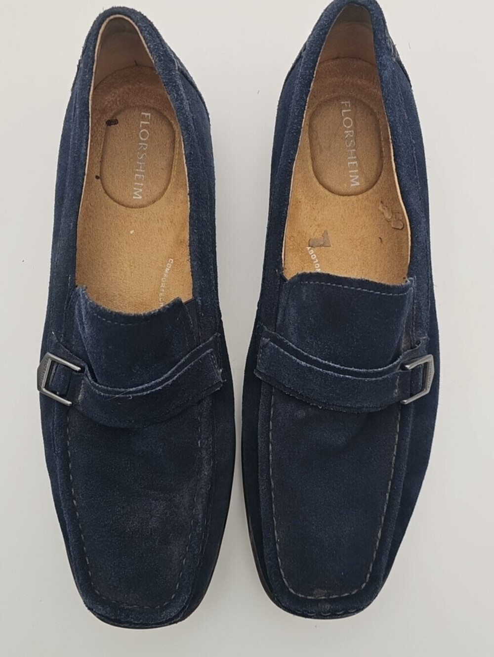 Florsheim Mens Navy Blue Suede Leather Penny Loafers Dress Shoes 11D